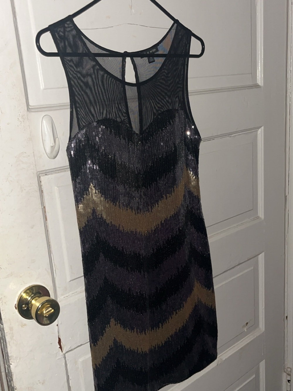As U Wish Black and Gold Sequin Sheath Dress